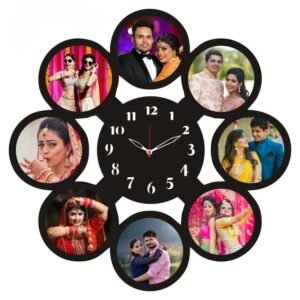 Personalized 8 Photos Collage MDF Clock with 8